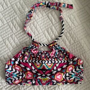 BECCA by Rebecca Virtue Colorful Geometric Halter Bikini Top